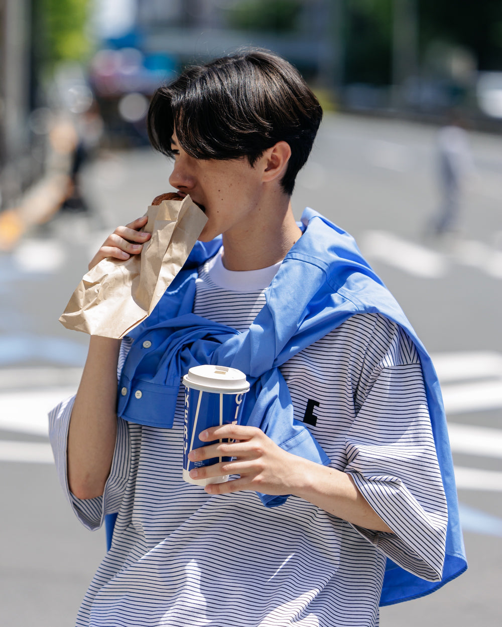 CLESSTE / 'C' Striped Massive T-Shirt With Drawstrings (White x Black)