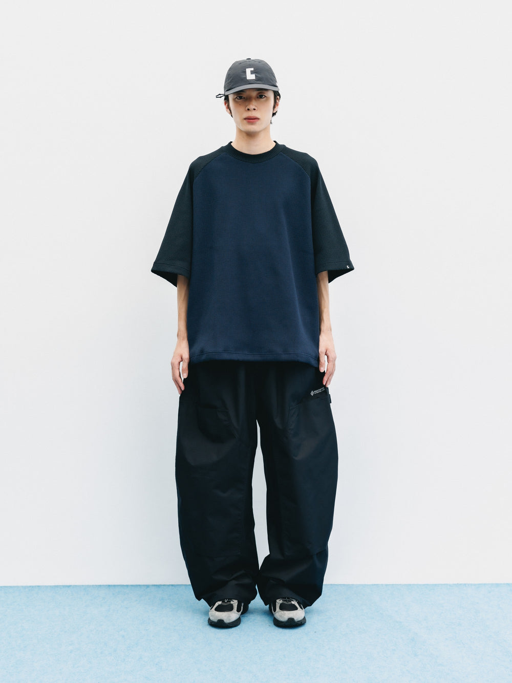 CLESSTE / City Light Thermal Raglan S/S T-Shirt With Drawstrings (Navy x Black)