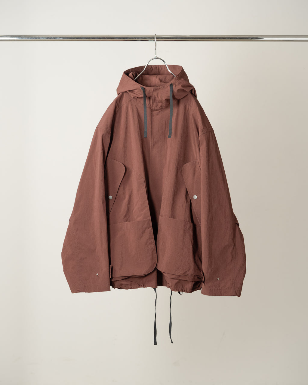 ANCELLM / Wrinkled Nylon Over Hoodie (Marron)