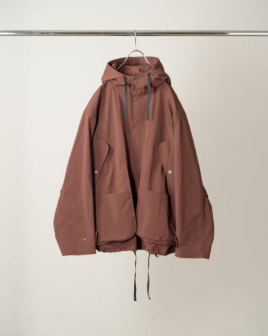 ANCELLM / Wrinkled Nylon Over Hoodie (Marron)