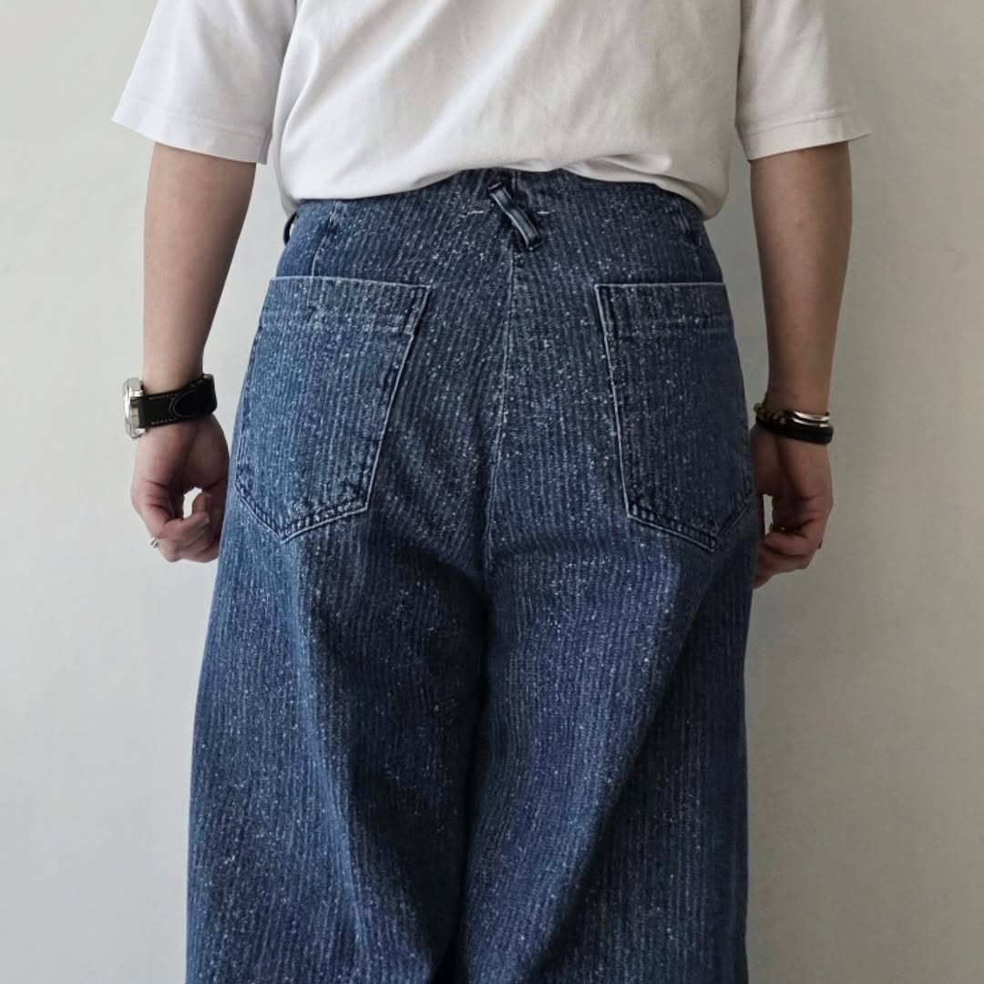 SABY / Tuck Baggy Type 2 - Stripe Denim Splash Vintage Wash