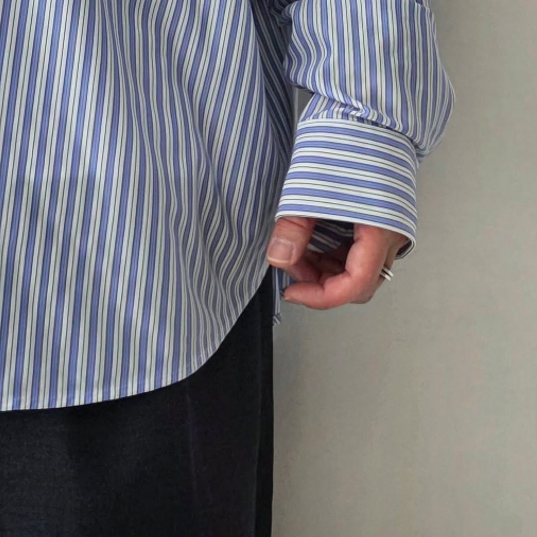 KANEMASA PHIL / 46G Atmosphere Stripe Shirt (Sax Black)