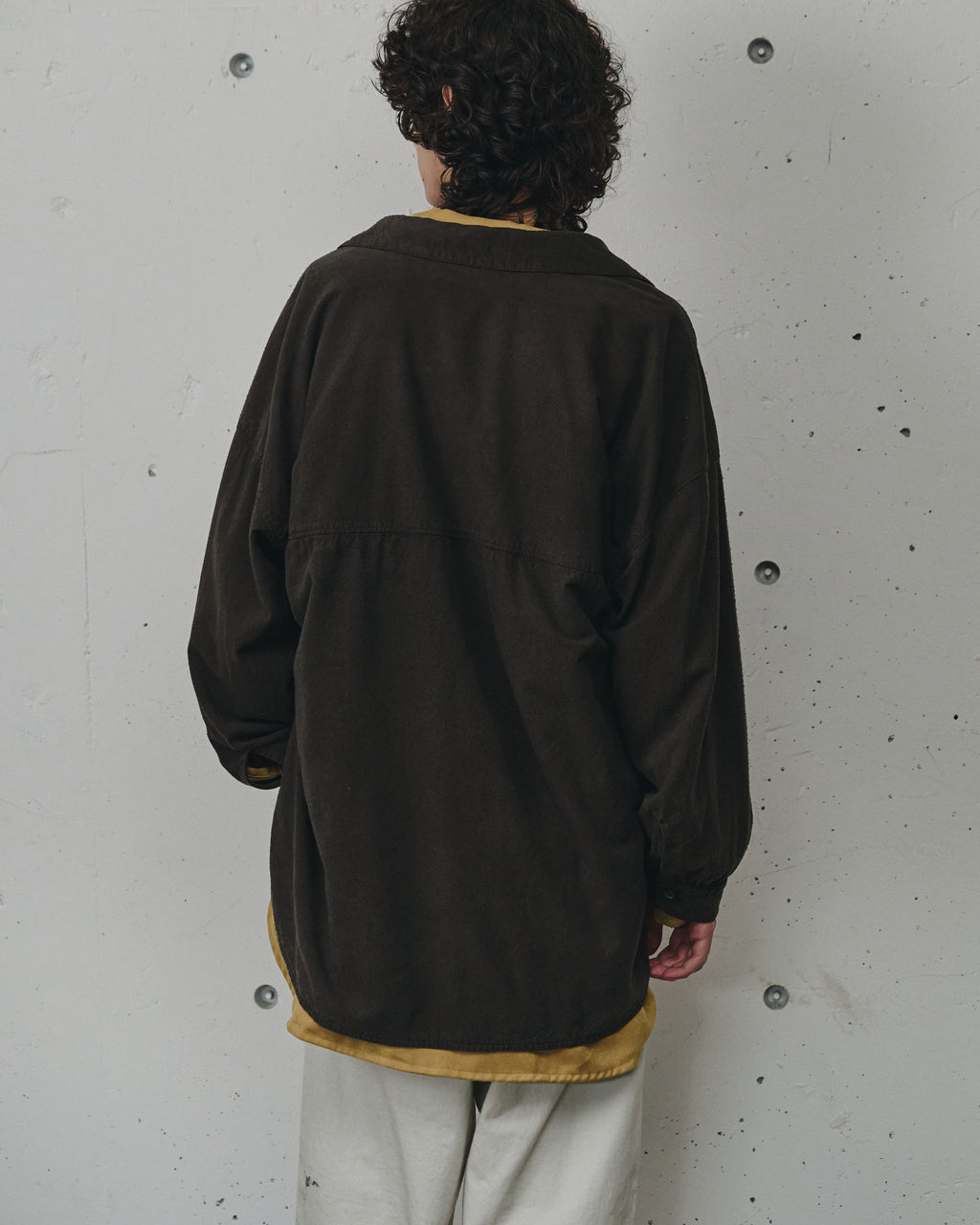 ANCELLM / Silk Nep Long Shirt  (Brown)
