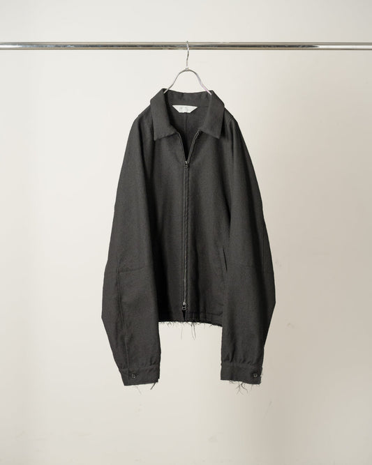 ANCELLM / Shrink Wool Zip-Up Shirt Jacket (Black)