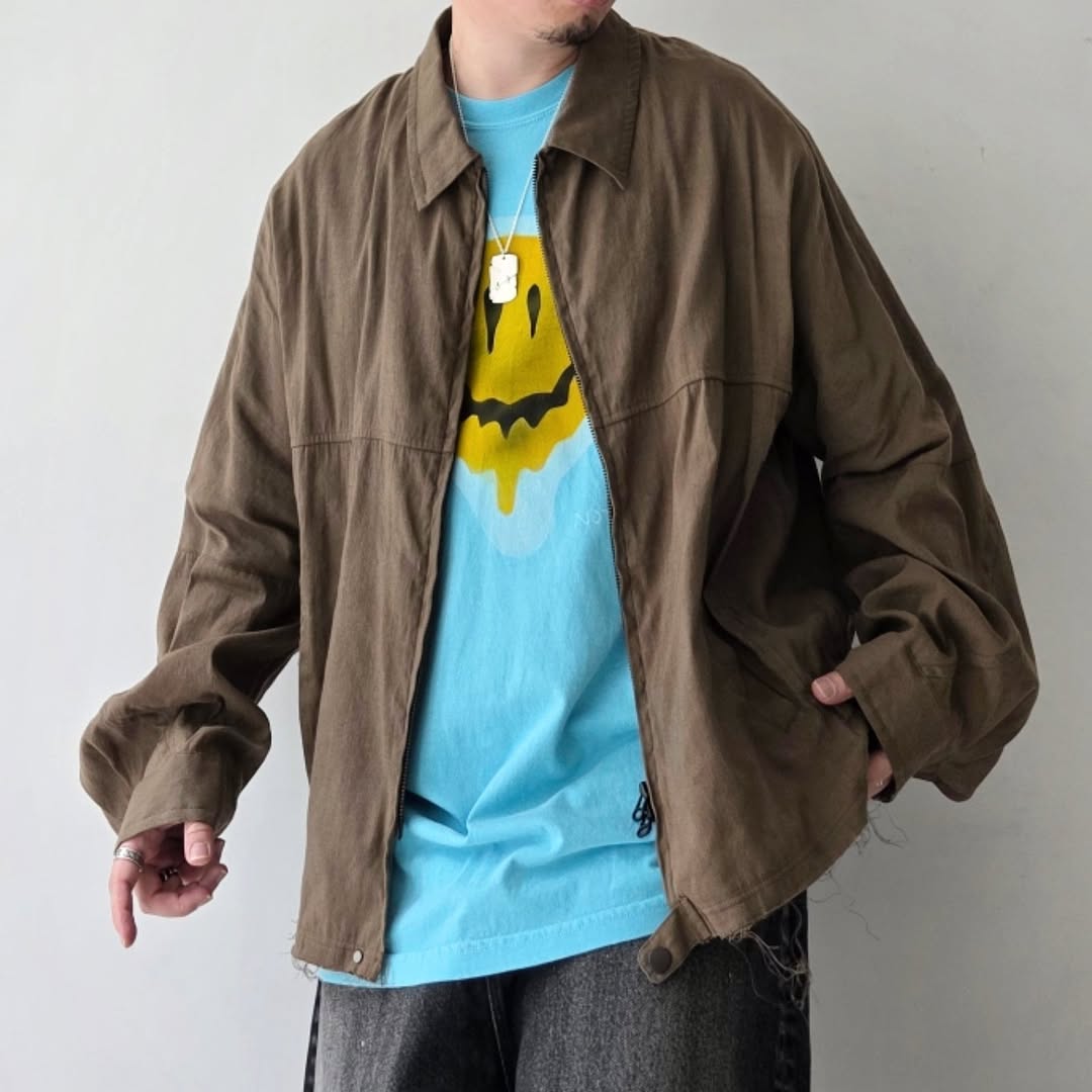 ANCELLM / L/N Zipup Shirt Jacket (Brown)