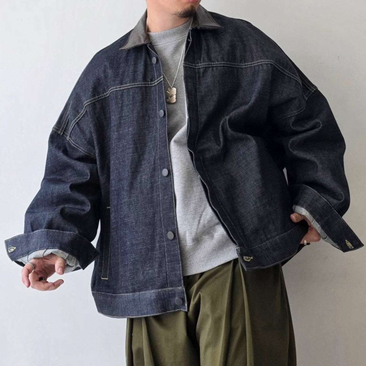 THE JEAN PIERRE / Leather Collar 11XL Denim Trucker