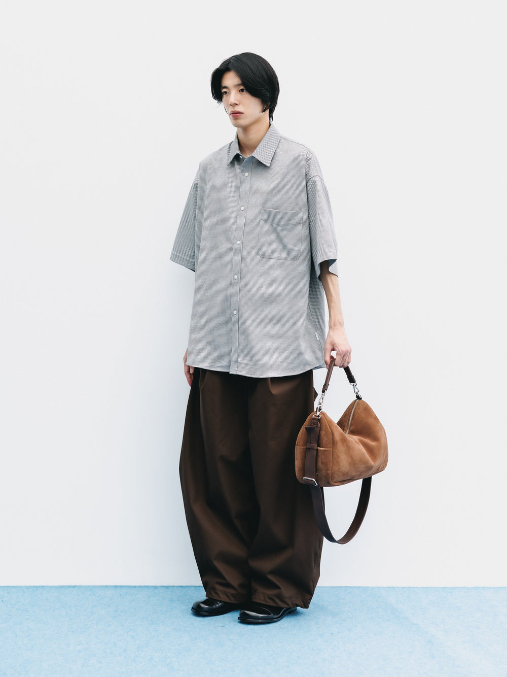 CLESSTE / Mini Grid Check 36G Knit Everyday S/S Shirt (White x Black)