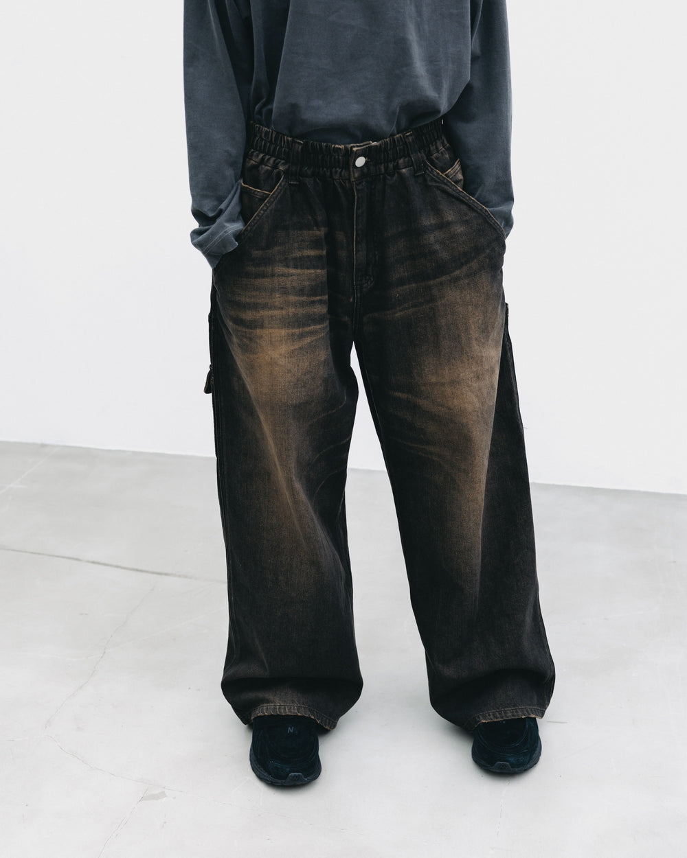 CLESSTE / Vintage Dyed Selvedge Denim Worker Pants  (Vintage Black)