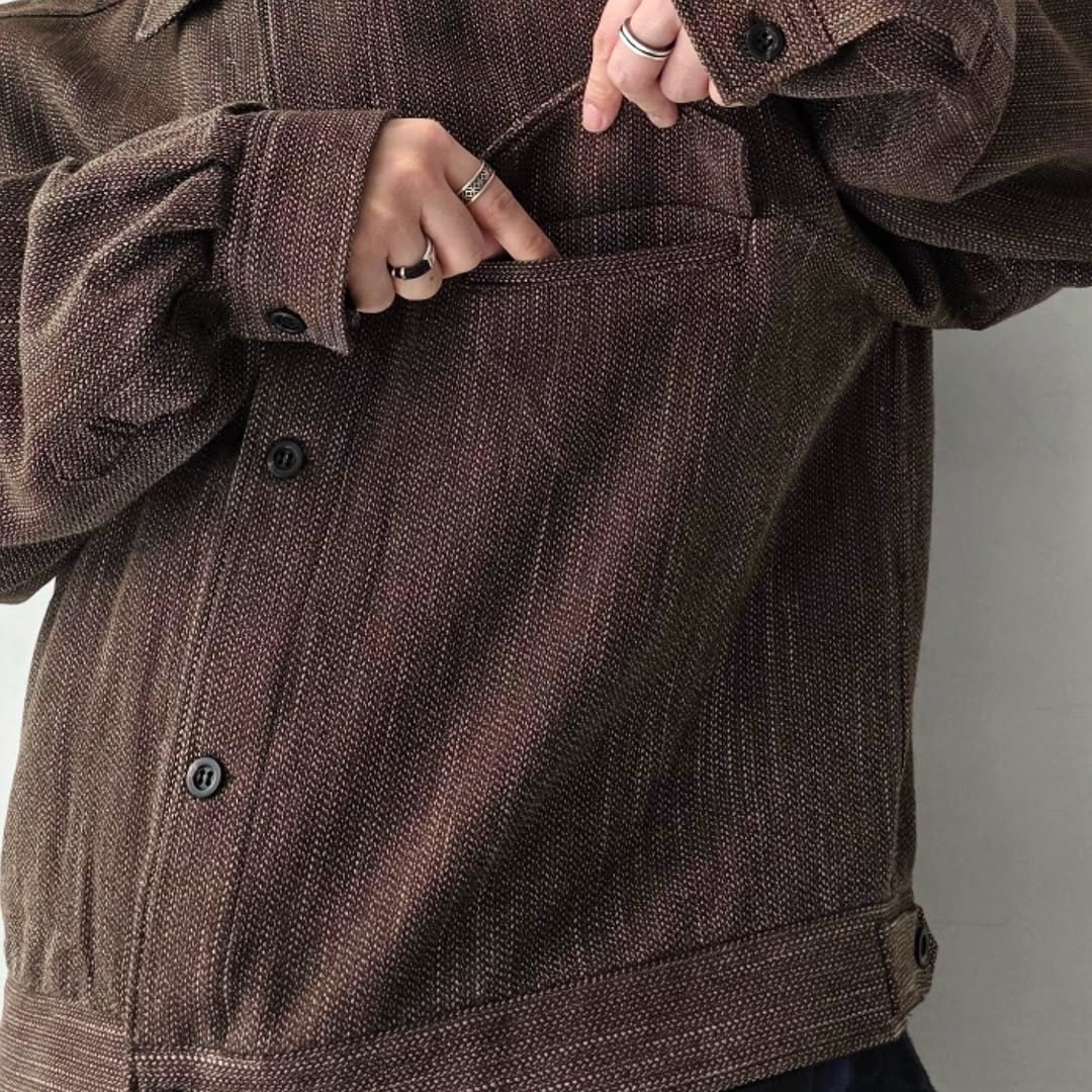 ANCELLM / Melange Wool Work Shirt Blouson (Brown)