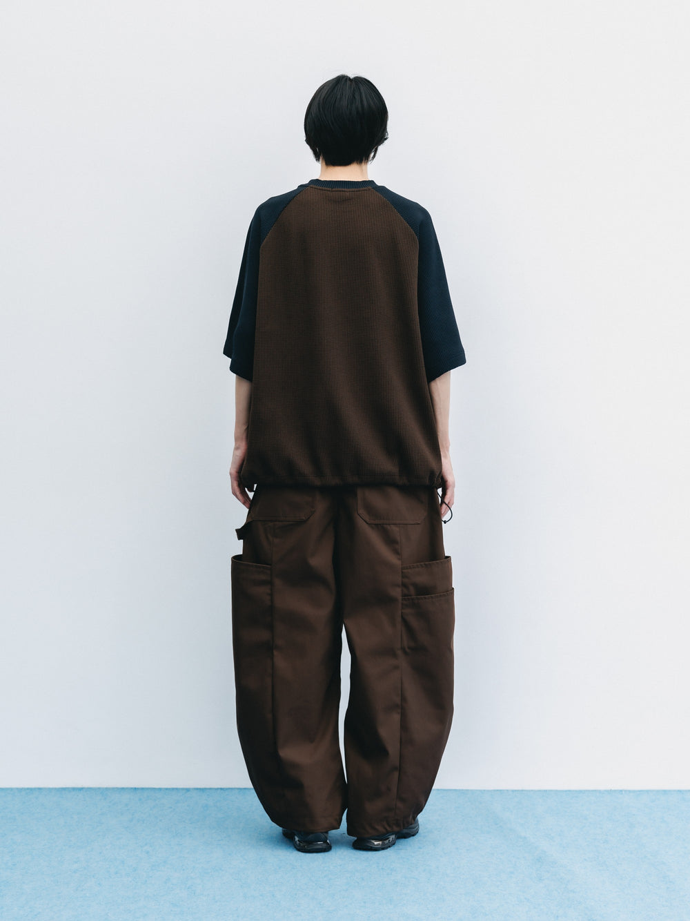 CLESSTE / City Light Thermal Raglan S/S T-Shirt With Drawstrings (Brown x Black)