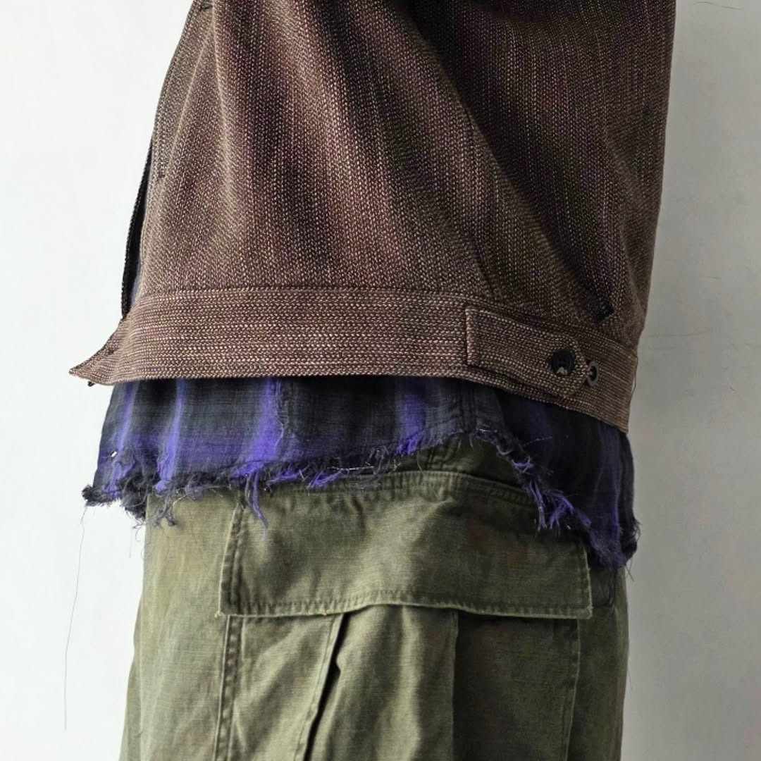 ANCELLM / Melange Wool Work Shirt Blouson (Brown)