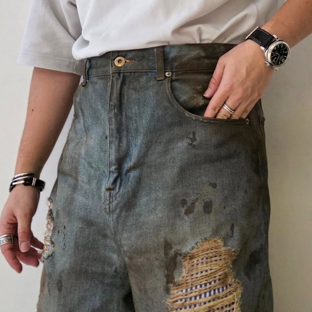 源*吉様 【DISCOVERED】CRASH DENIM PANTS DISCOVERED / Crash Denim Pant – Tree and Branch