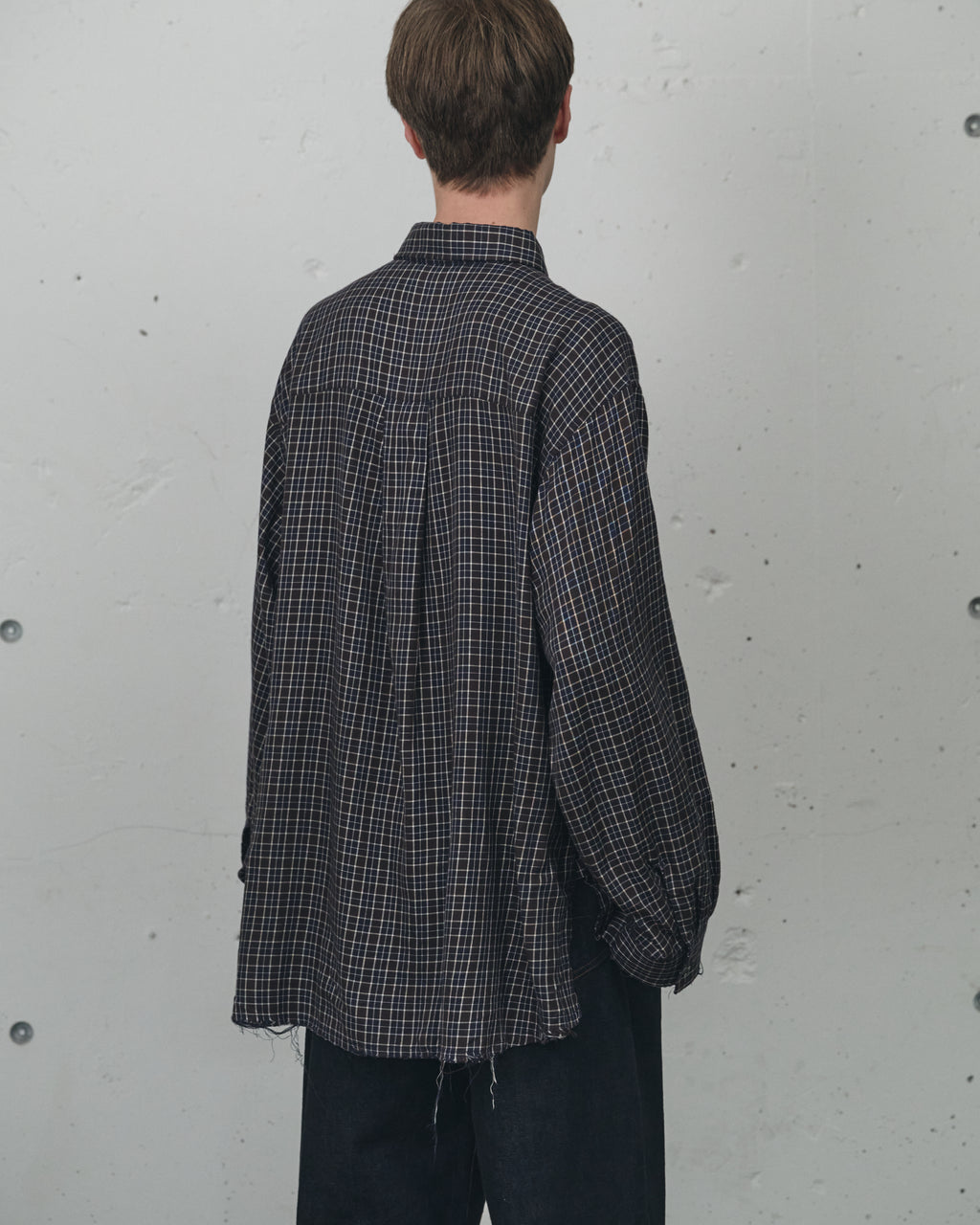 ANCELLM / Nel Check Over Work Shirt (Navy)