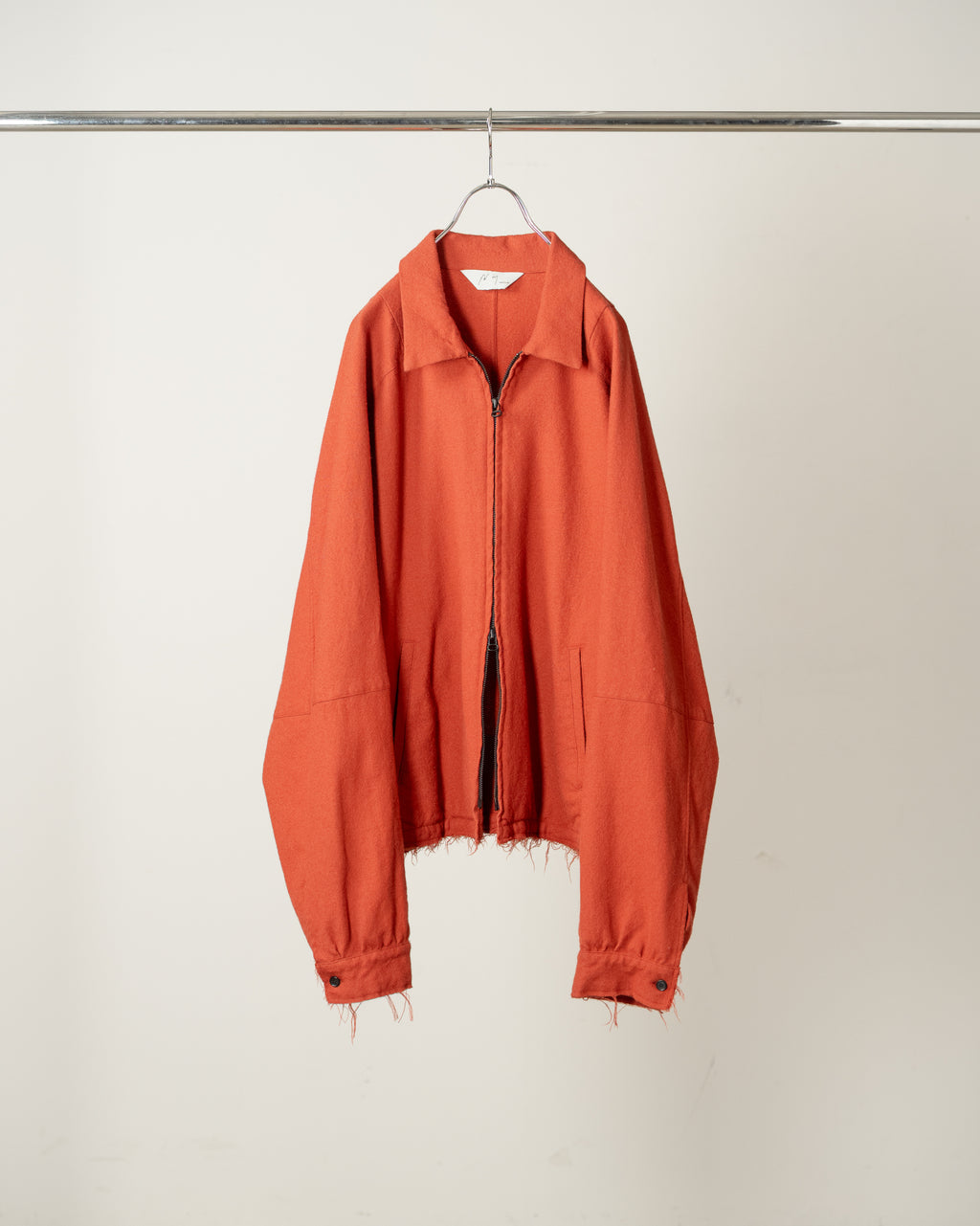 ANCELLM / Shrink Wool Zip-Up Shirt Jacket (Red)