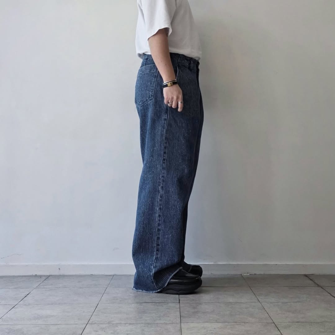 SABY / Tuck Baggy Type 2 - Stripe Denim Splash Vintage Wash