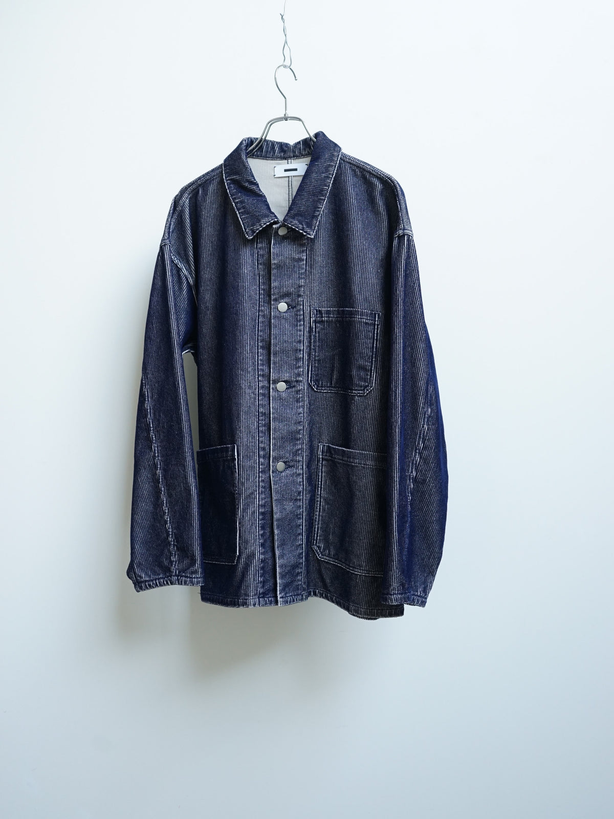 REVERBERATE / Flocky Corduroy Work Jacket (Light Grey x Navy)