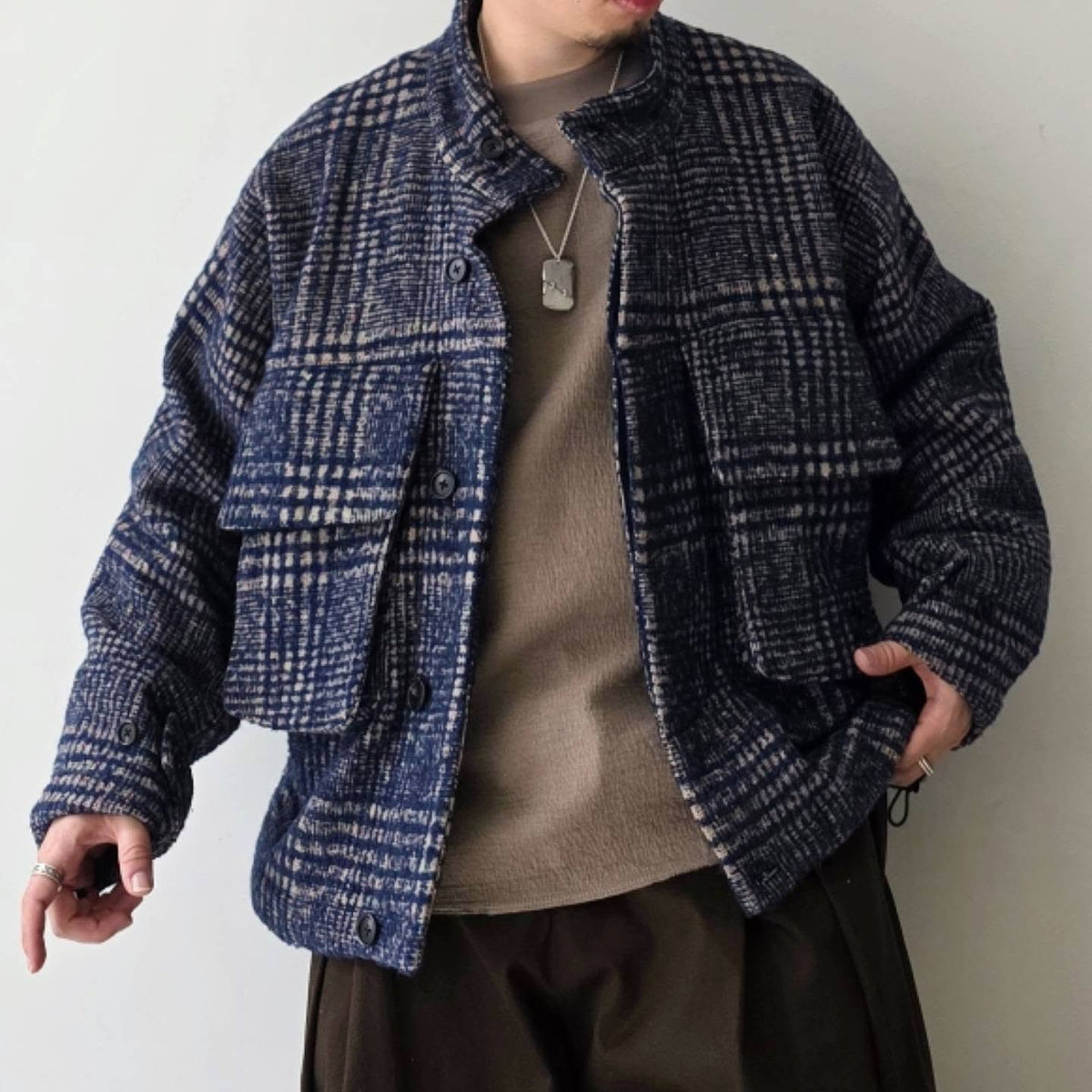 GANDER / Wool Peveril Jacket (Blue Check)