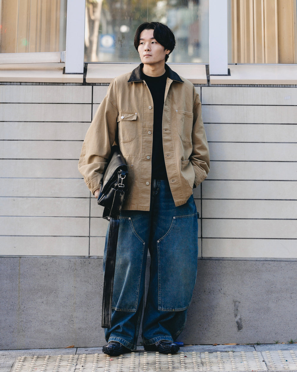 CLESSTE / Vintage Dyed Selvedge Denim Double Knee Curved Worker Pants