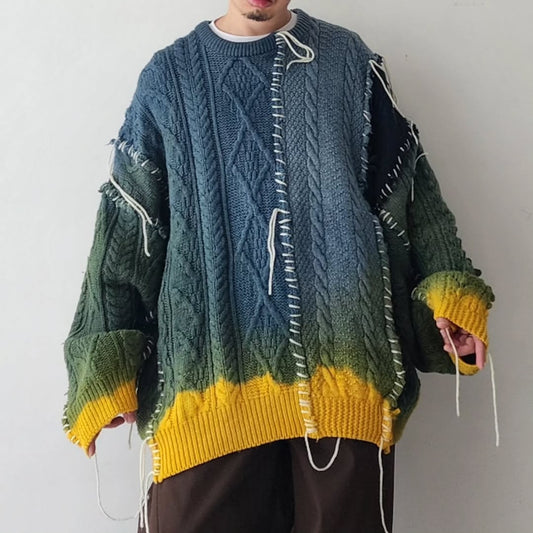 DISCOVERED / Tie Dye Fisherman Wide Knit (A) (Morning)