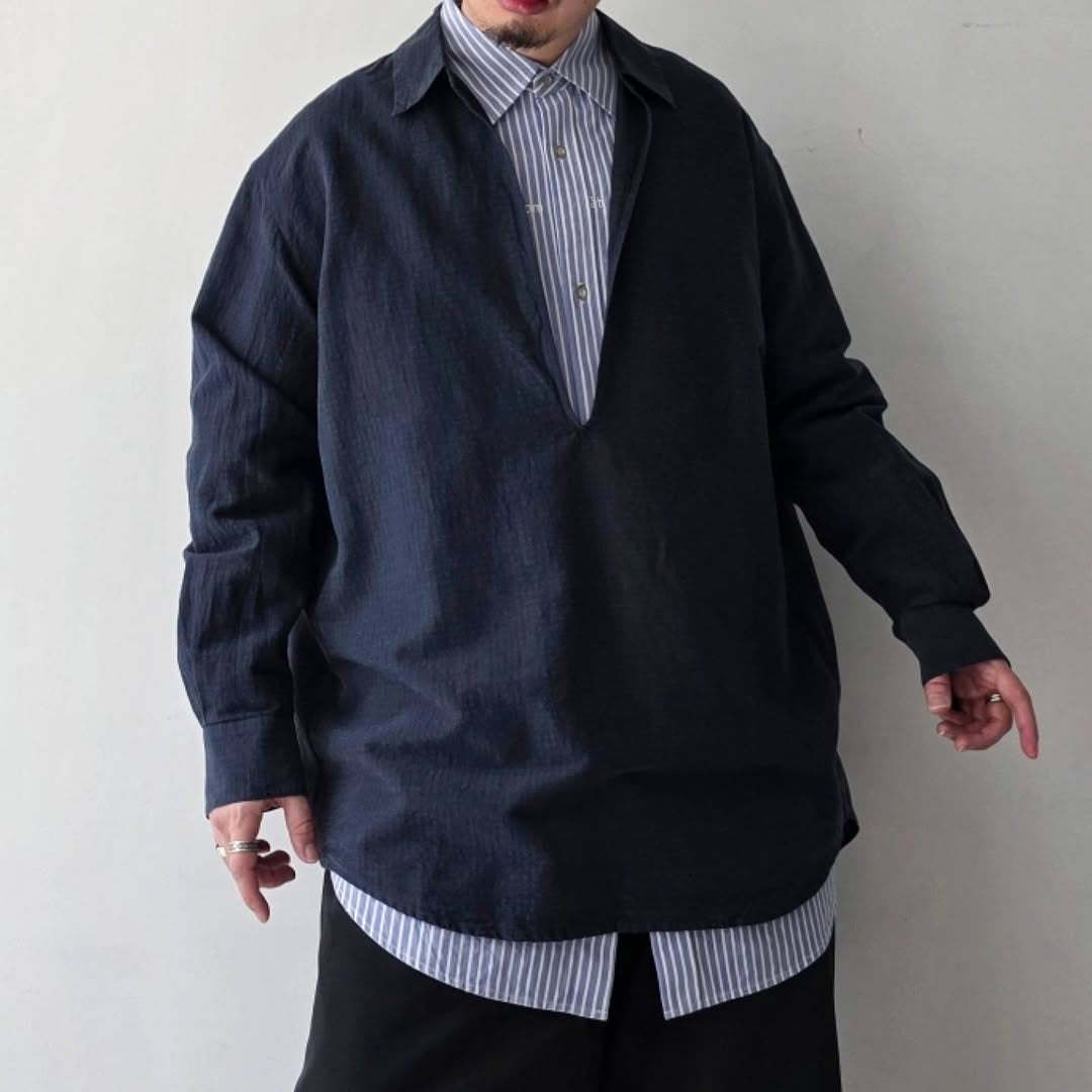 NOMAT / Skipper Shirt Silk Cotton Ripstop (Navy)