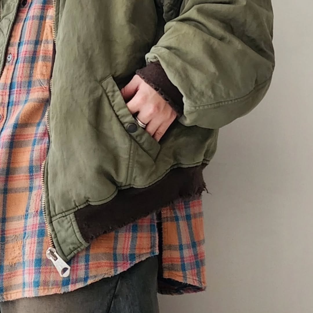 ANCELLM / Faded Bomber Jacket (Khaki)