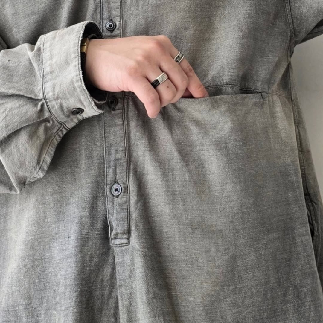 ANCELLM / Chambray Long Shirt Dress (Black)