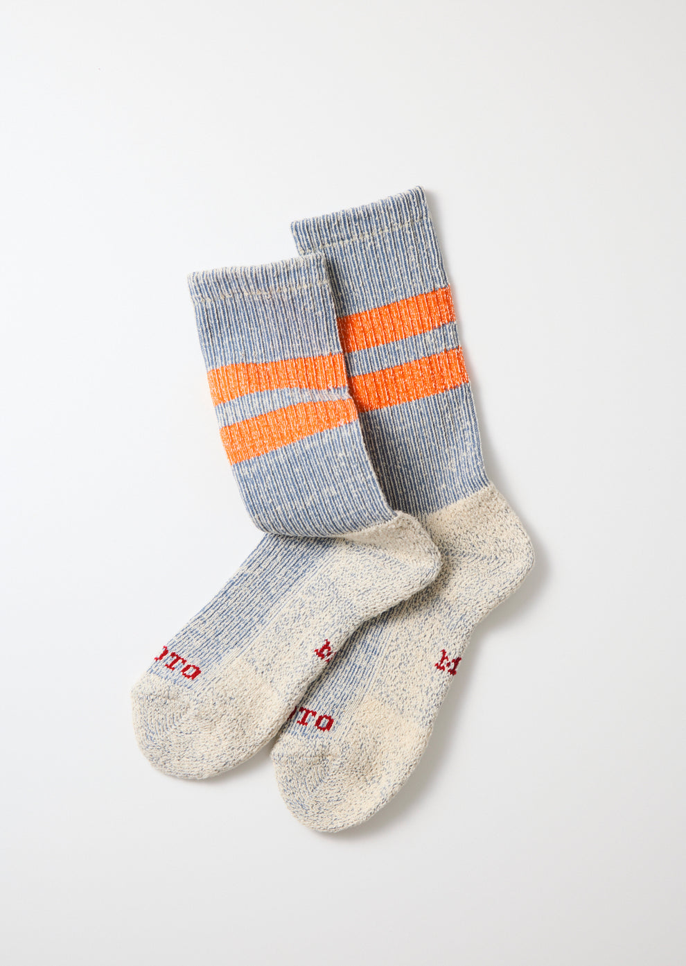 ROTOTO / Pile Stripe Marl Socks (Blue / Orange)