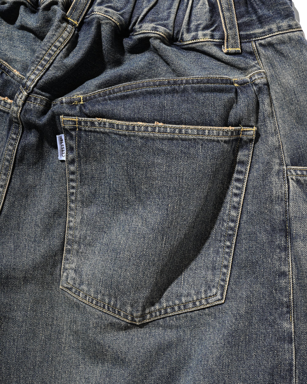 CLESSTE / Vintage Dyed Selvedge Denim Barrel Leg Pants (Vintage Indigo)