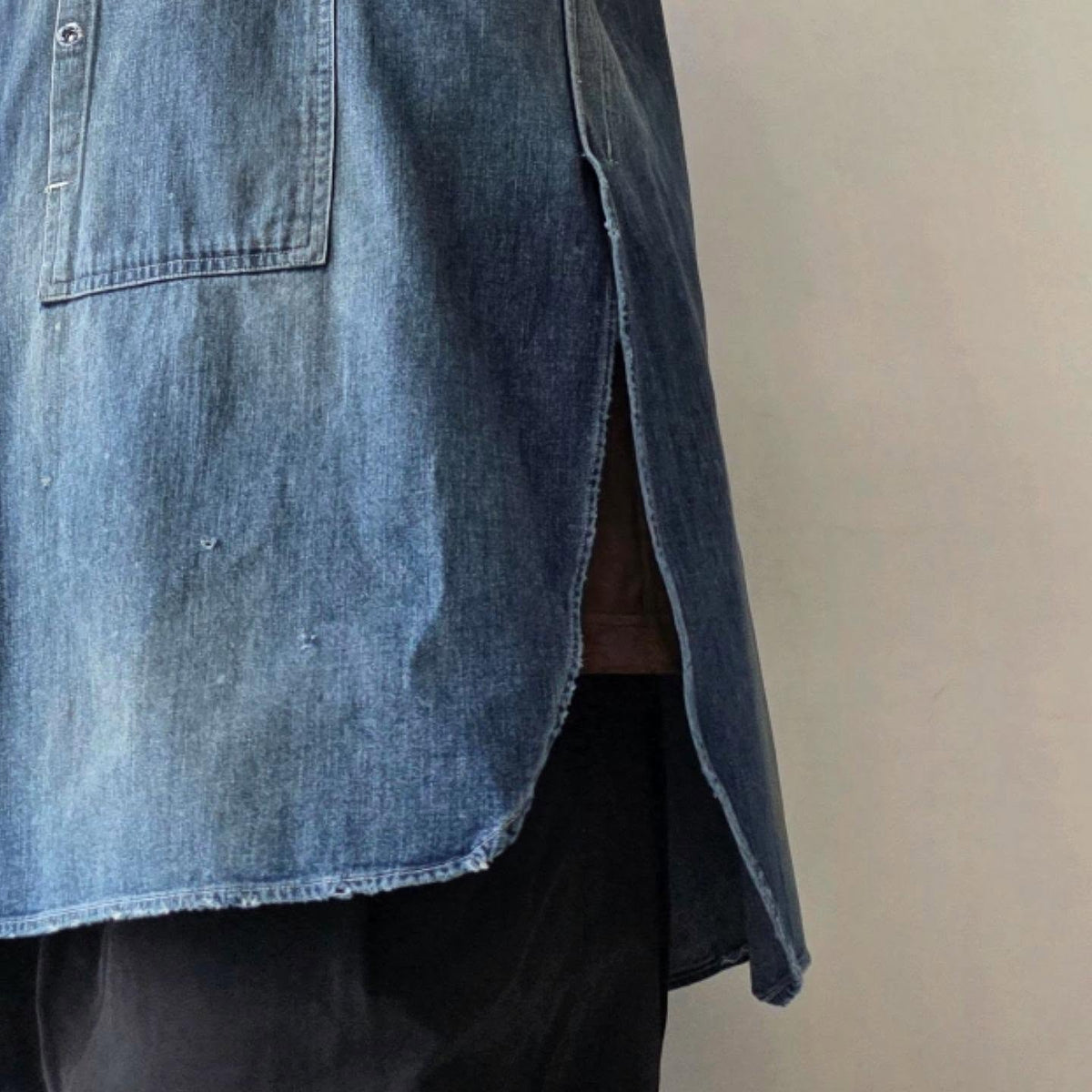 ANCELLM / Denim Band Collar Shirt (Indigo)