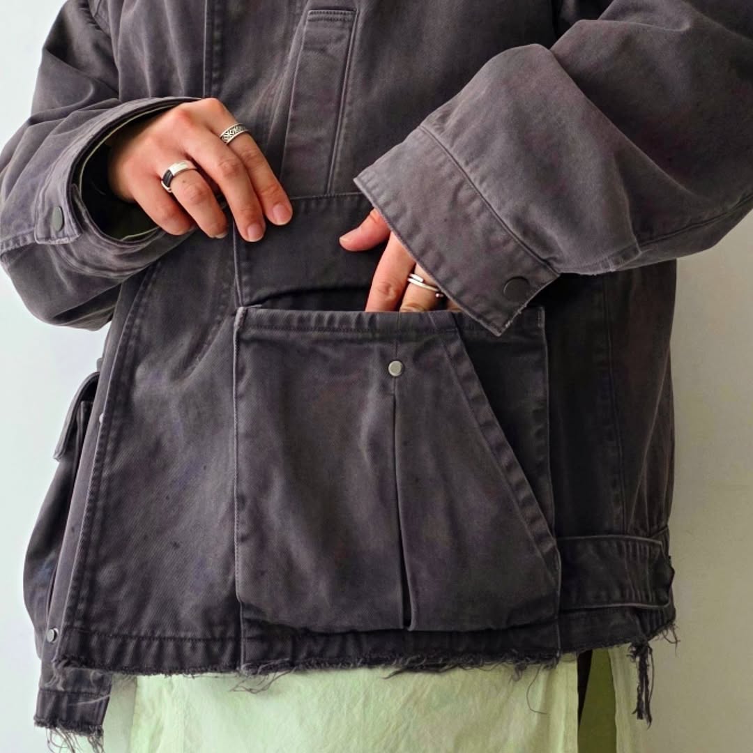 ANCELLM / Highcount Drill Aging Jacket (Black)