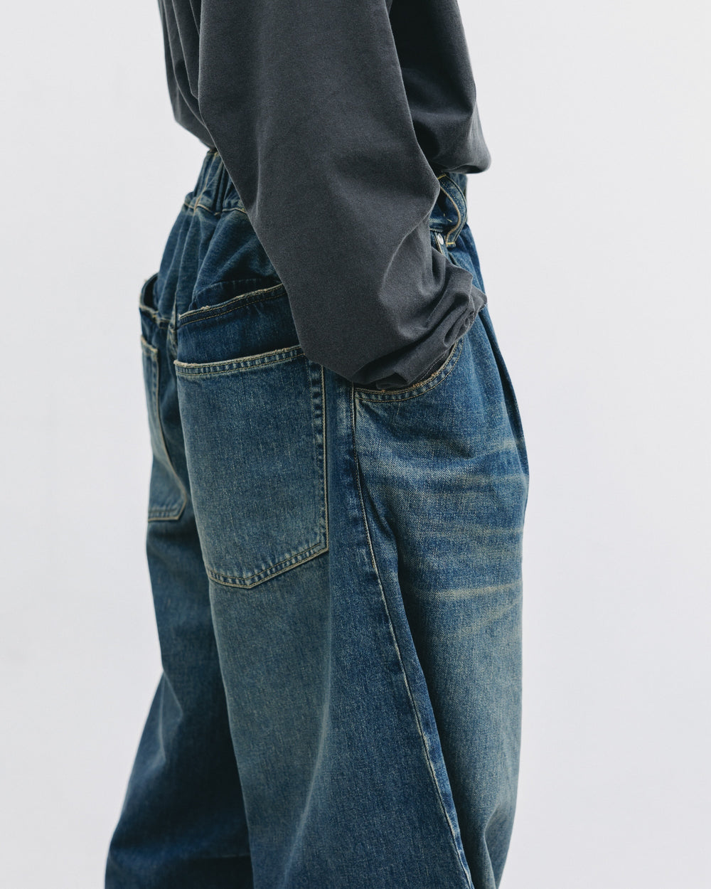CLESSTE / Vintage Dyed Selvedge Denim Barrel Leg Pants (Vintage Indigo)