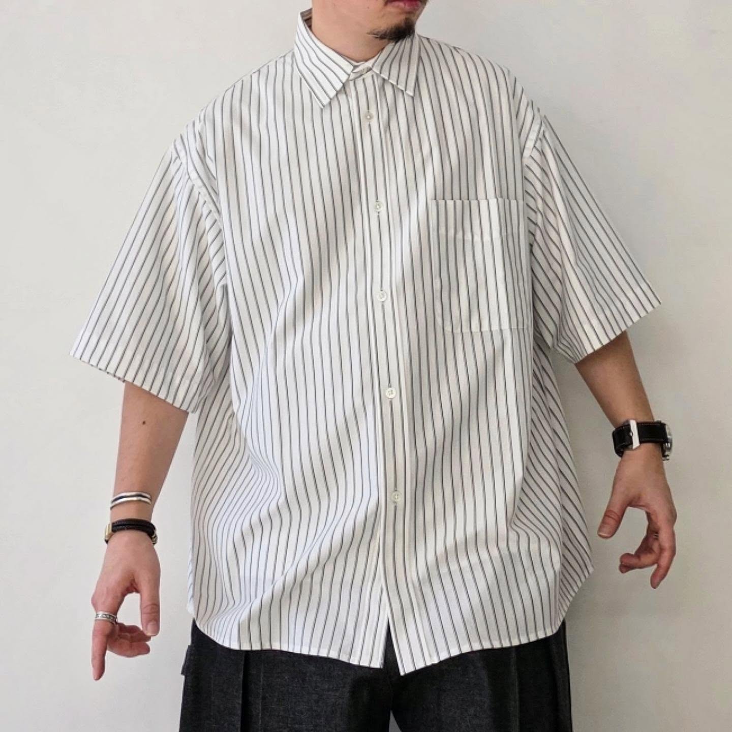 CLESSTE / Thick/Thin Stripe 46G Knit Everyday S/S Shirt (White Stripe)
