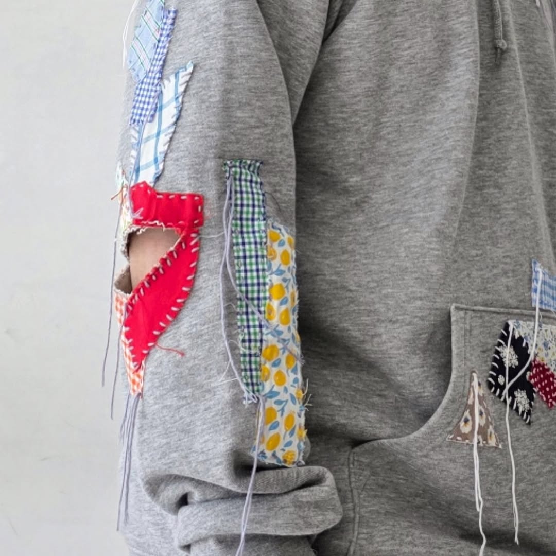 DISCOVERED / Patchwork Fabric Sweat Hoodie (Gray)