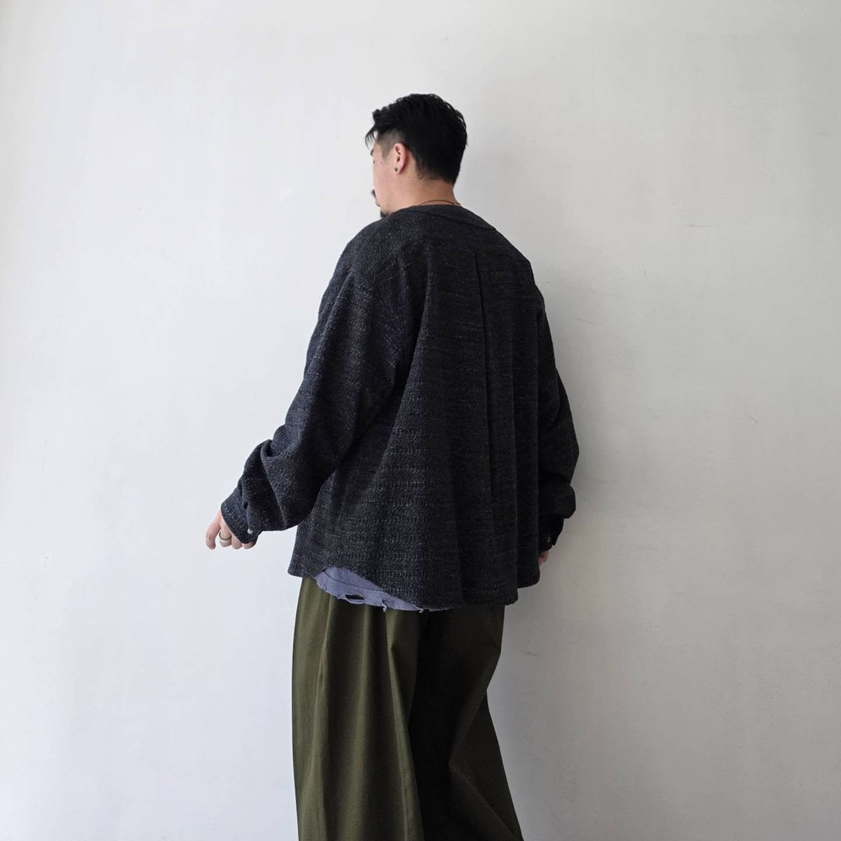 THE JEAN PIERRE / Tweed Baseball Shirt (Black)