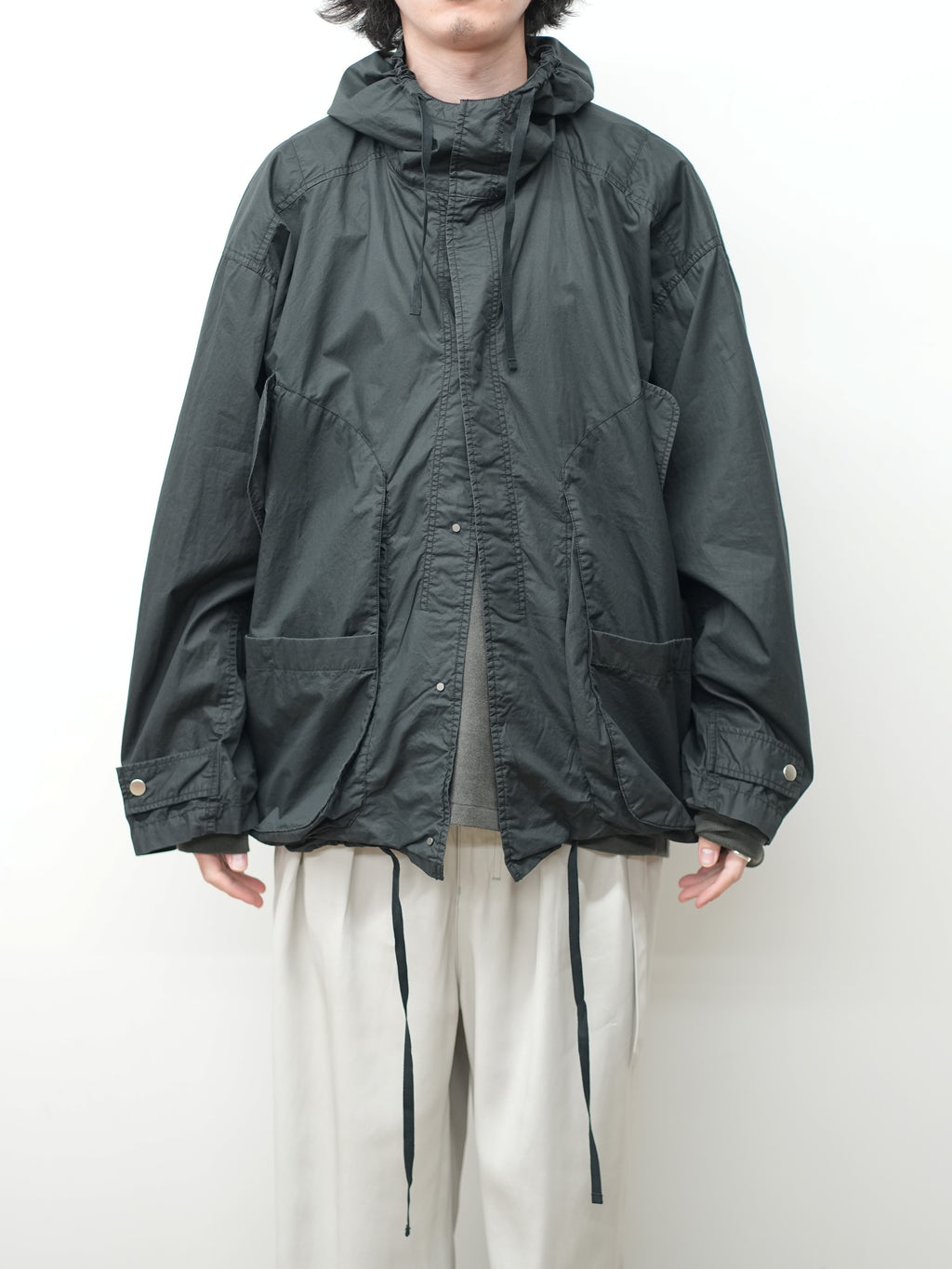 ANCELLM / Hooded Field Shirt Jacket (Black)
