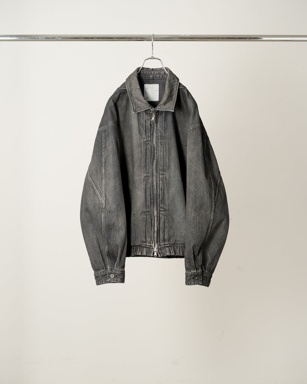 ANCELLM / Aging Denim Tuck Jacket (Black)