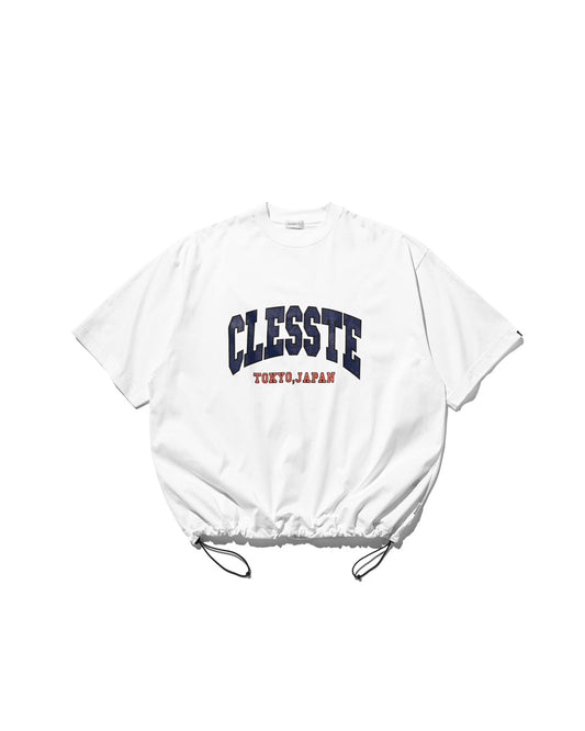 CLESSTE / College Logo Print Massive T-Shirt With Drawstrings (White)