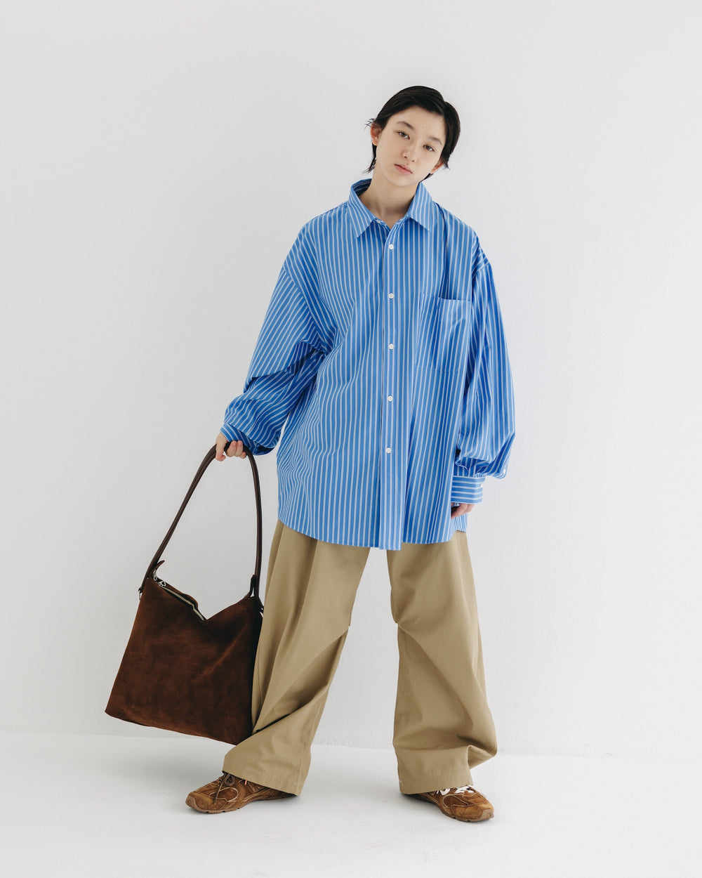 CLESSTE / 46G Knit Everyday L/S Shirt (Sax Blue Stripe)