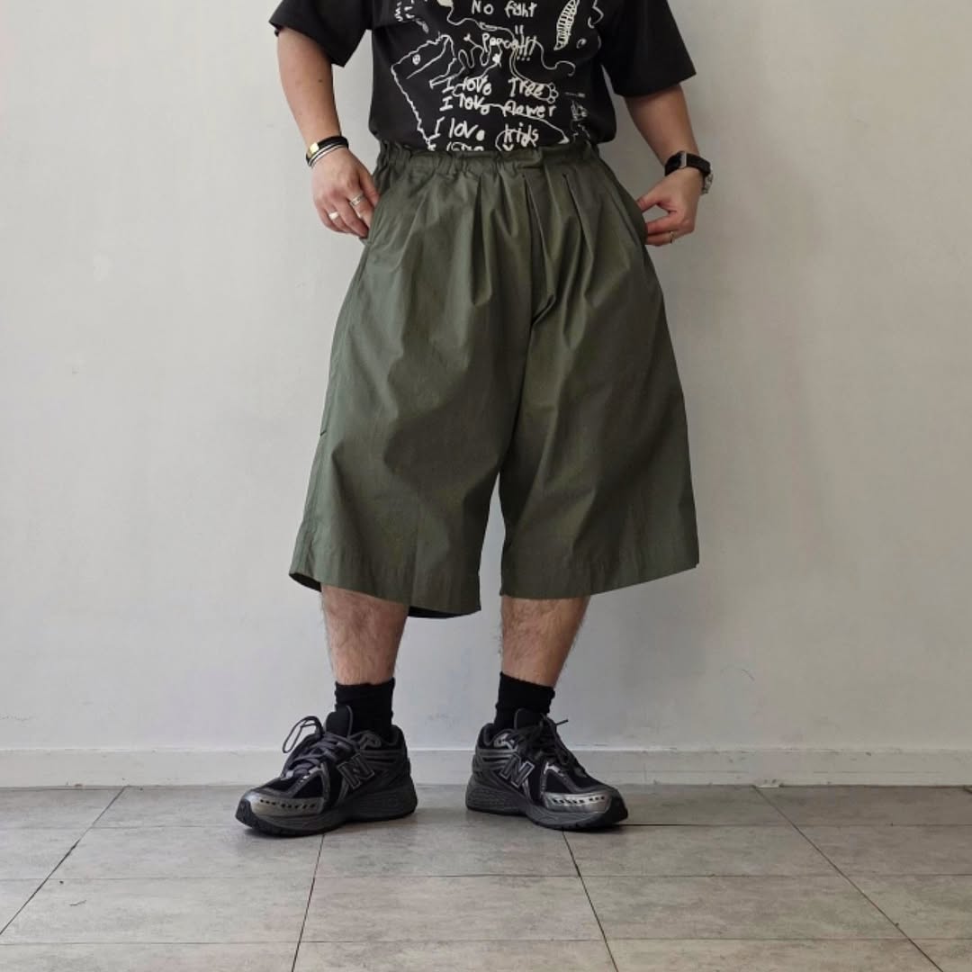 NONNOTTE / Pleat Dock Shorts Trousers (Mulled Basil)