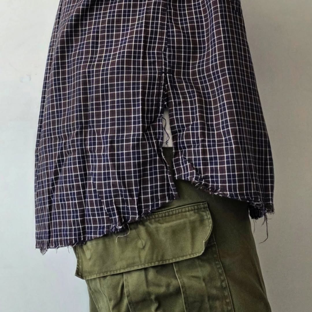 ANCELLM / Nel Check Over Work Shirt (Navy)