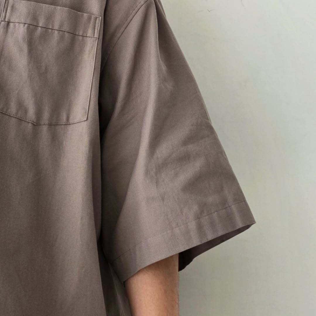 BLANC YM / Soft Oxford Half Shirts (Beige)