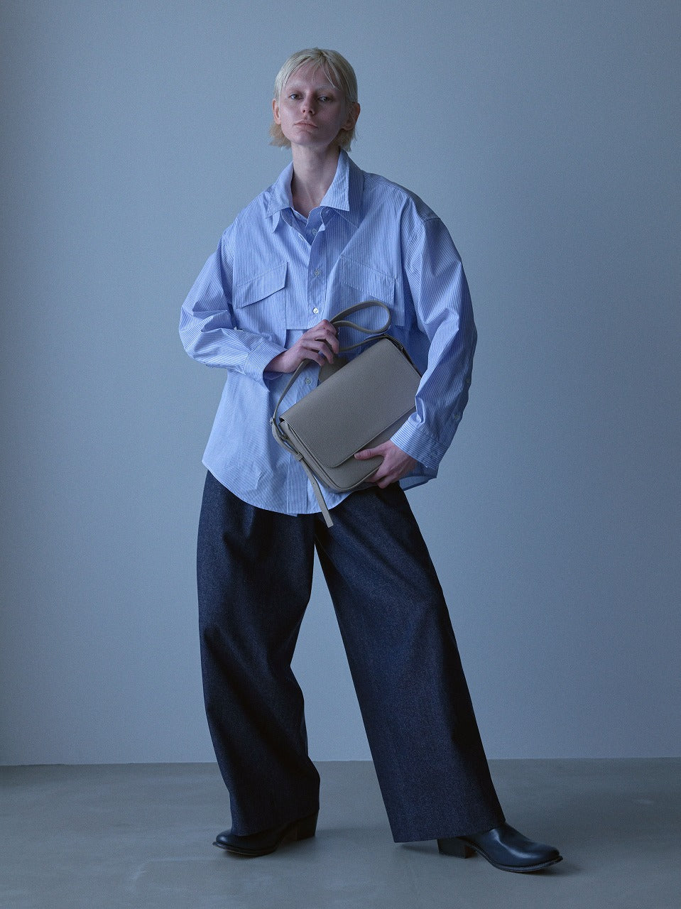 RICH I / Layered Shirt (Sax Stripe)