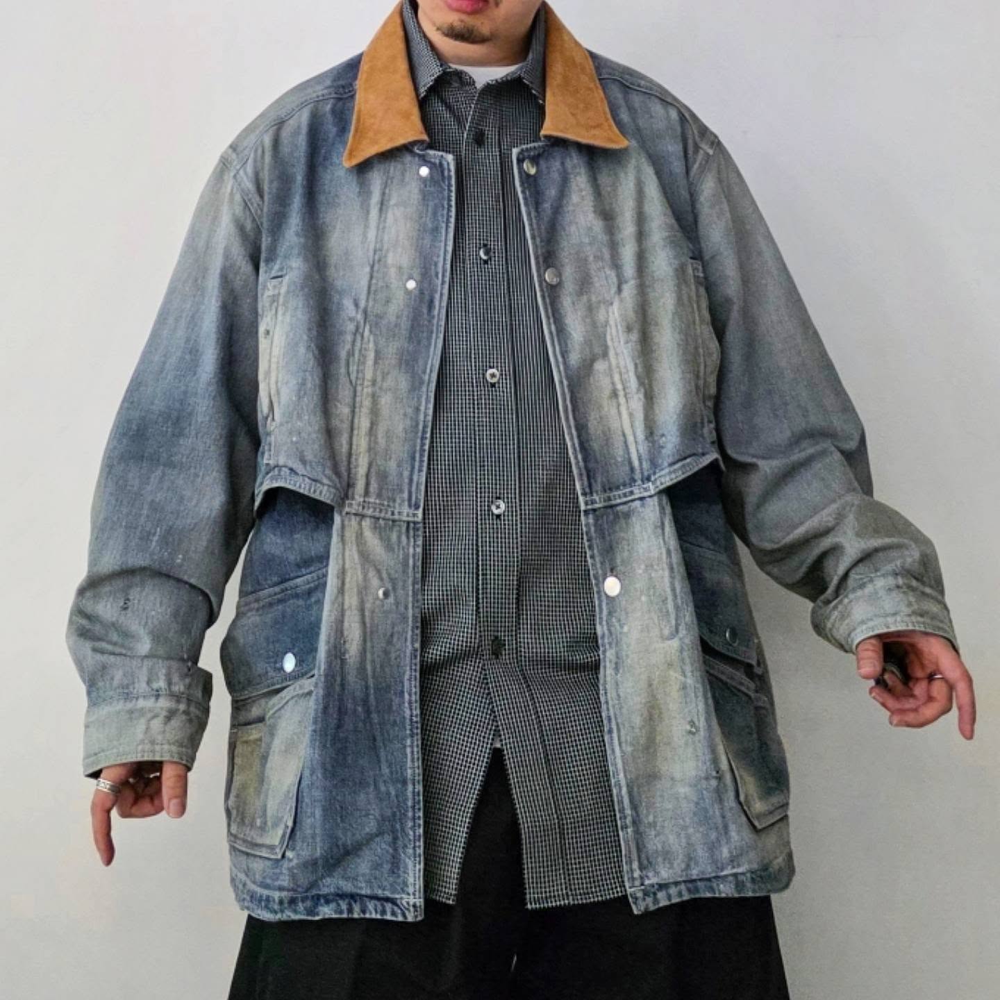 ANCELLM / Aging Denim Half Jacket (Indigo)