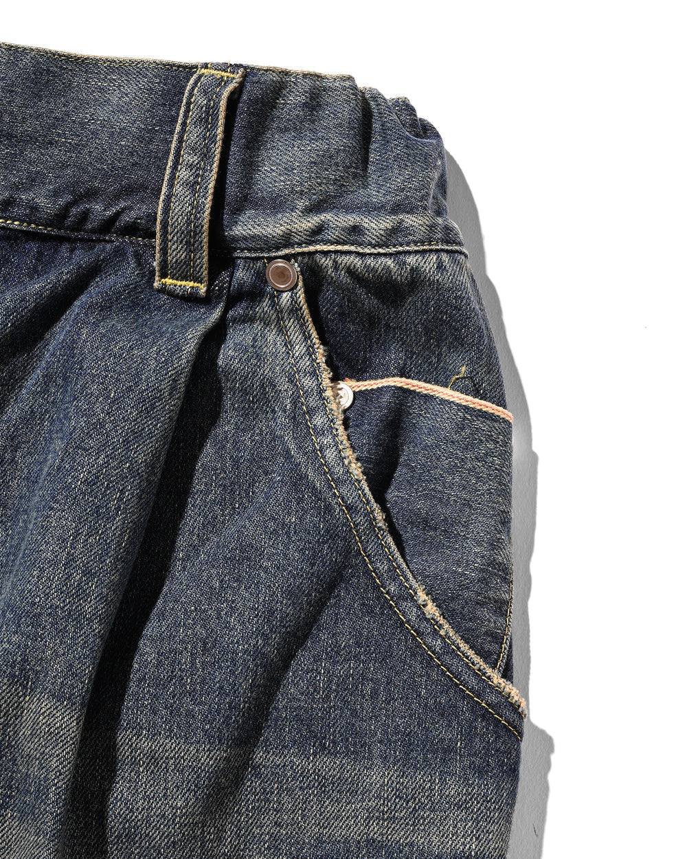 CLESSTE / Vintage Dyed Selvedge Denim Barrel Leg Pants (Vintage Indigo)