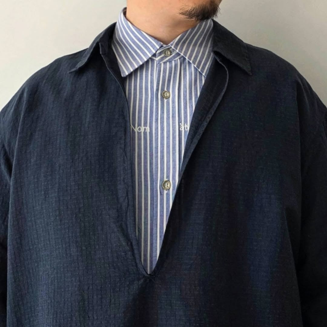 NOMAT / Skipper Shirt Silk Cotton Ripstop (Navy)