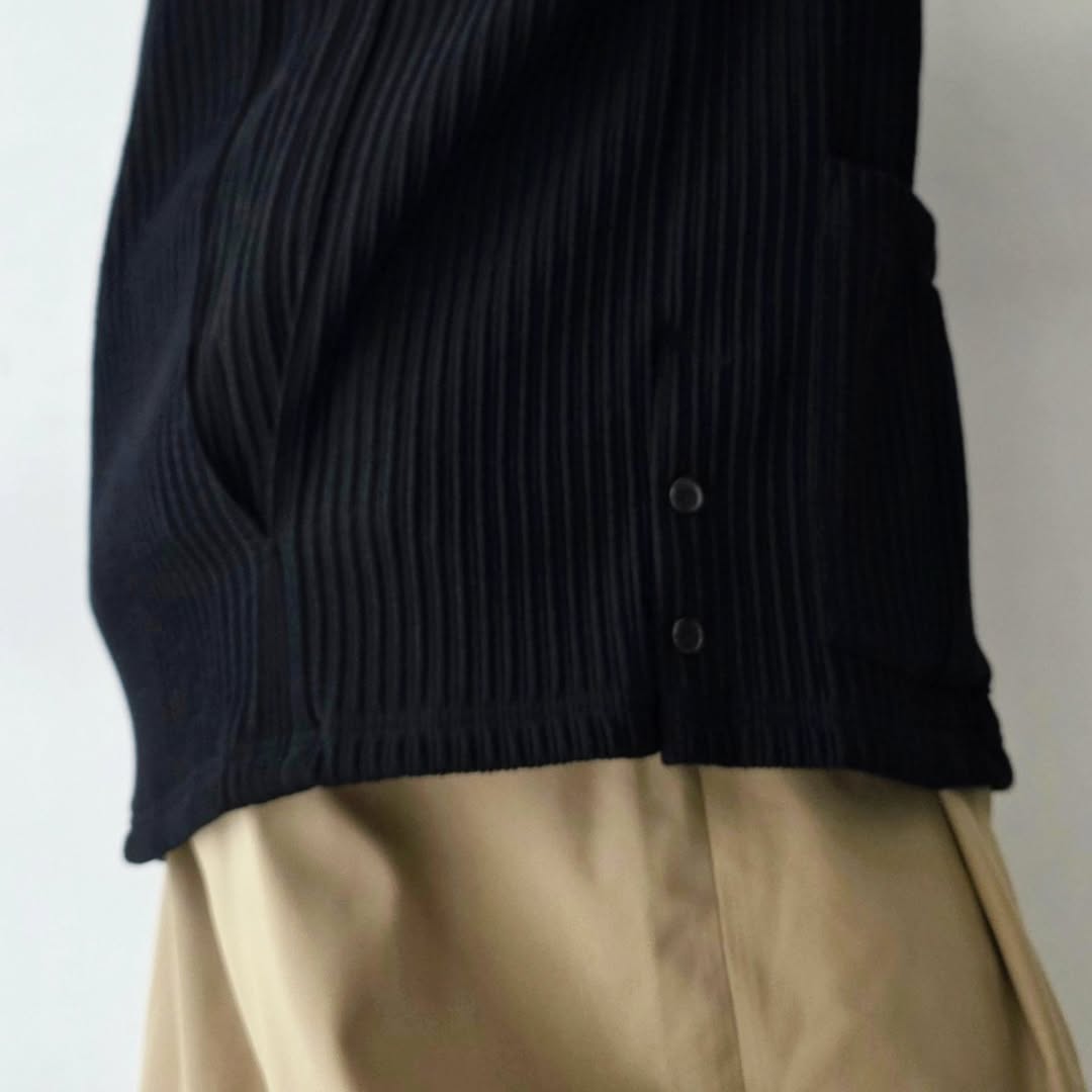 ANCELLM / Wrinkled Stripe Shirt (Black)