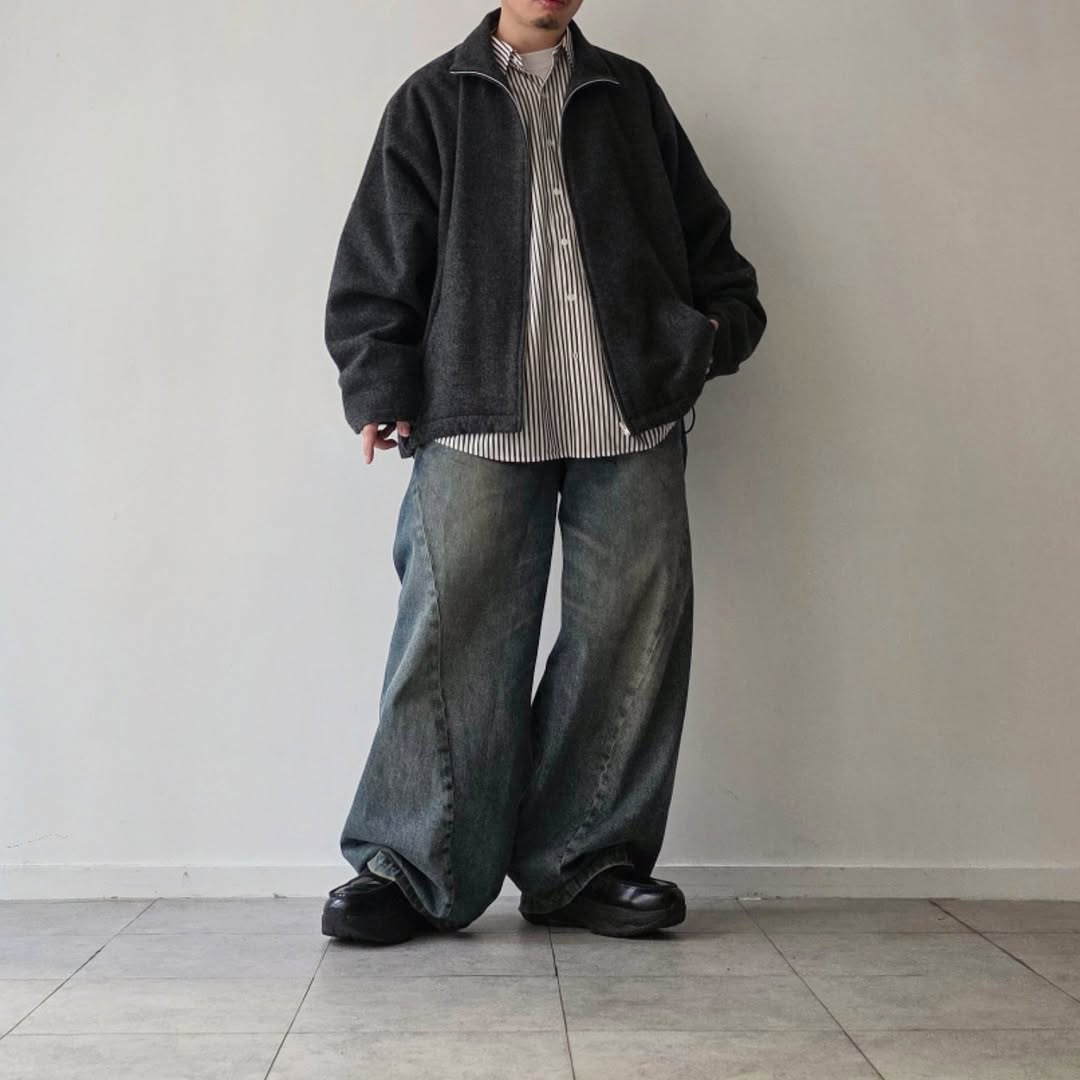 KANEMASA PHIL / 46G Atmosphere Stripe Shirt (Graphite Green)