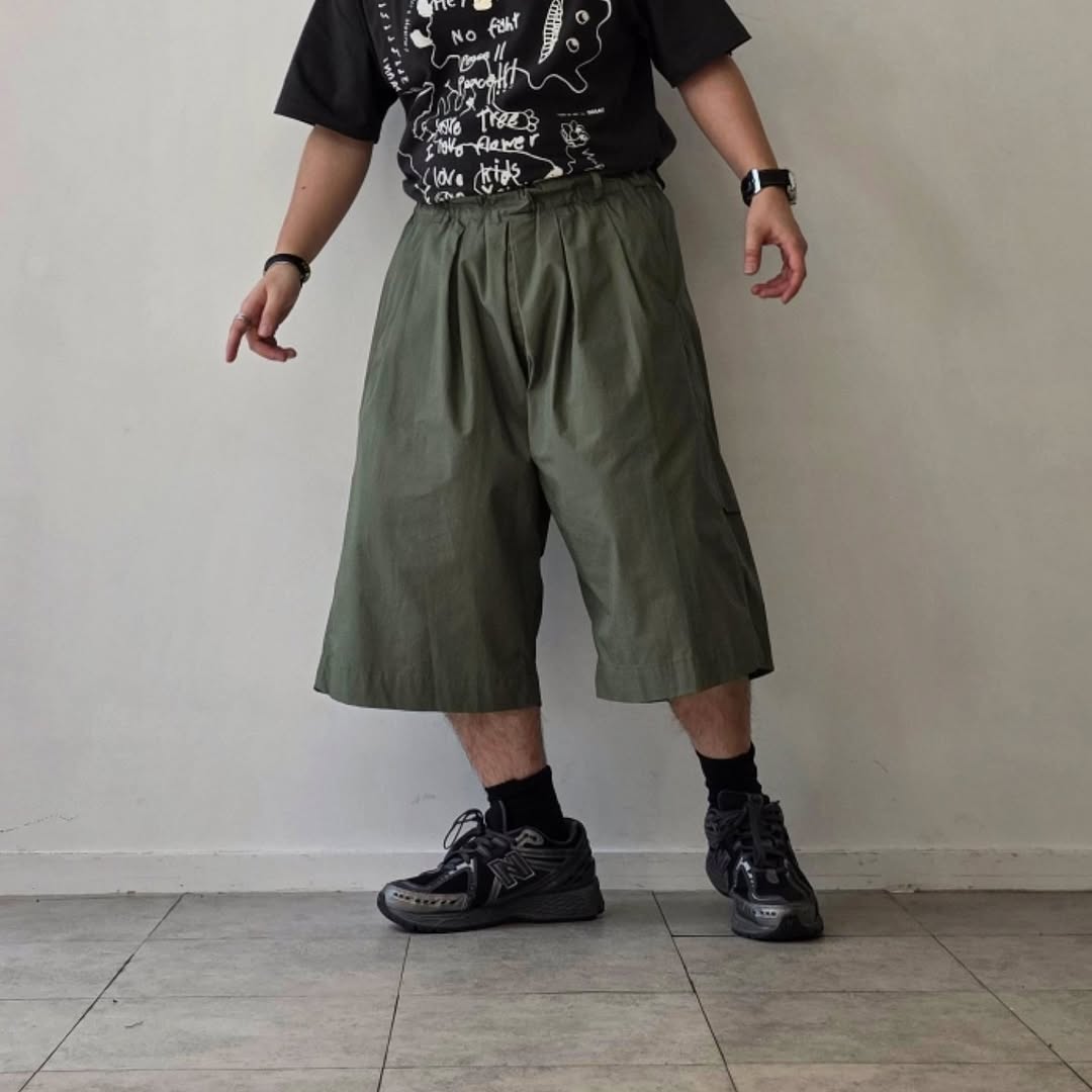 NONNOTTE / Pleat Dock Shorts Trousers (Mulled Basil)