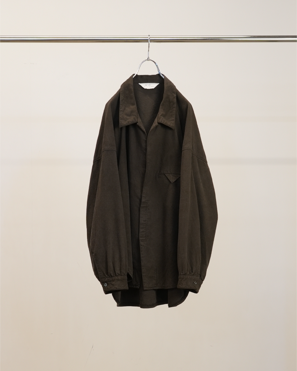 ANCELLM / Silk Nep Long Shirt  (Brown)