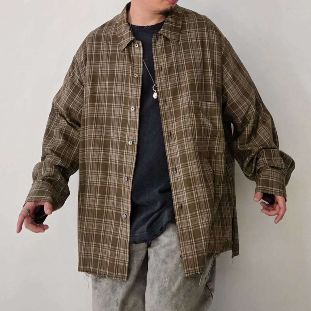 ANCELLM / Aging Rayon Check Shirt (Green) – Tree and Branch